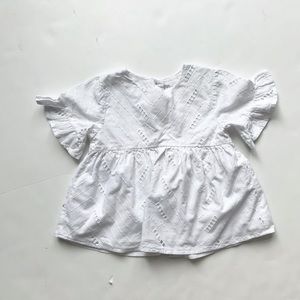 Zara white eyelet top with back buttons GUC 2/3T